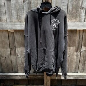 Black Pepper Cat "repressed emo" heavily distressed & oversized hoodie Size XL